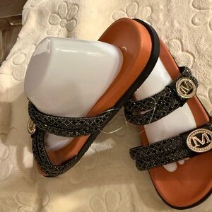 Chic Black and Orange Women's Sandals